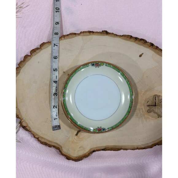 Vintage Noritake Floral Trimmed Saucer Plates Green Border Set of 2 Replacement - Picture 9 of 10